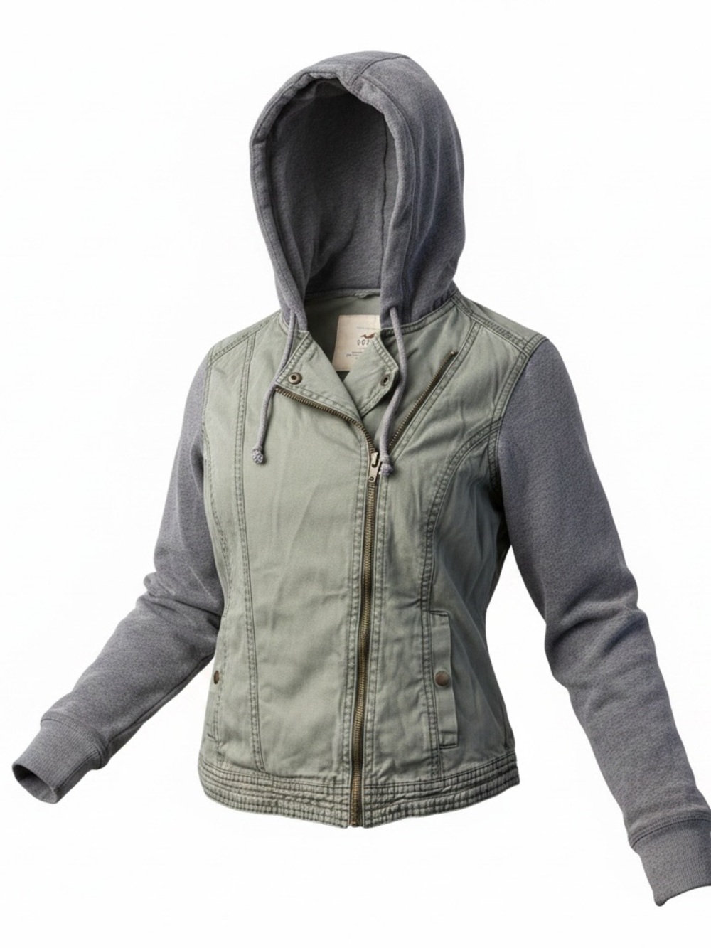 Hollister Olive Green Jacket with Gray Hood